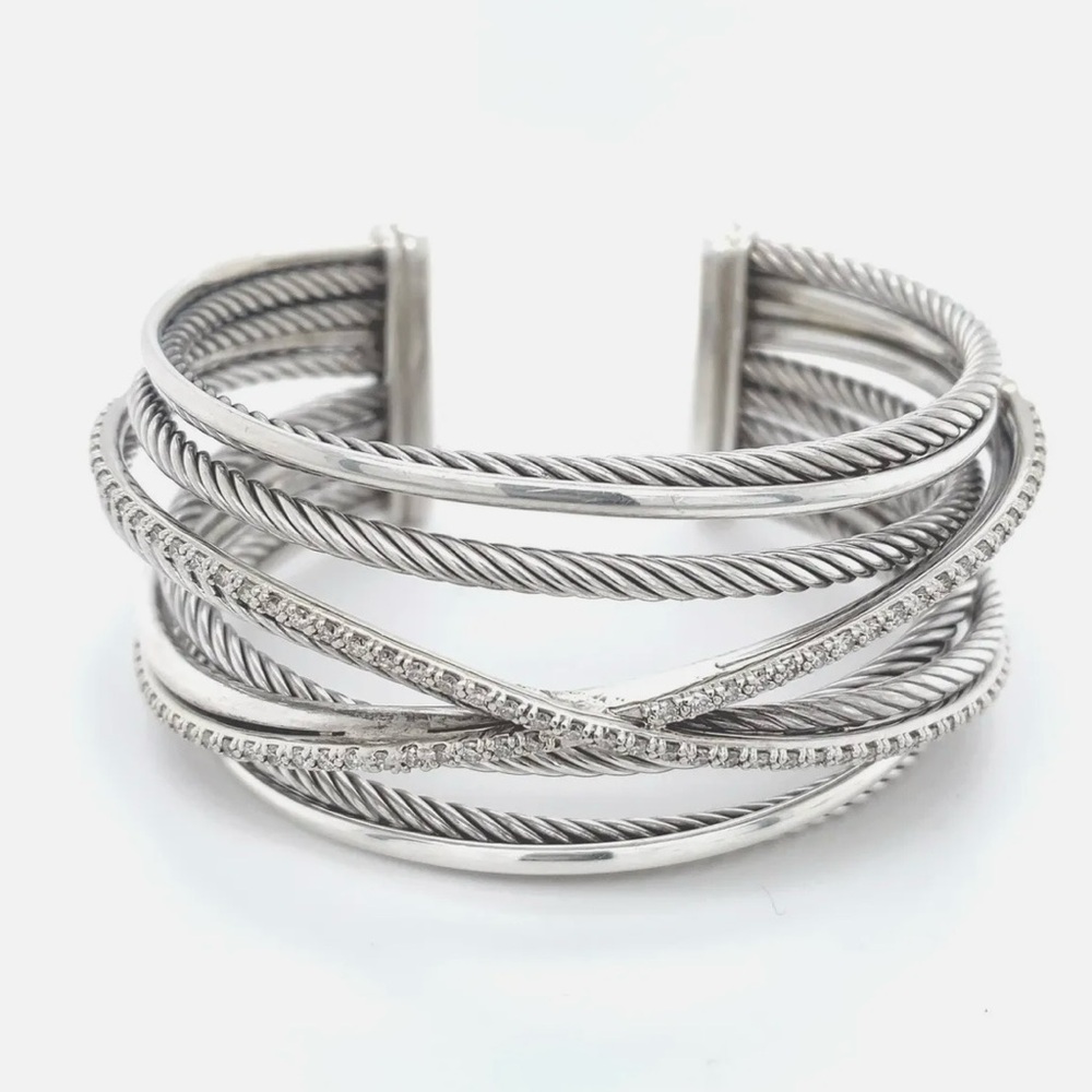 David Yurman 14k Diamond & Sterling Silver Cuff Bracelet